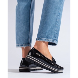 Mocasini cu platforma Shelovet negri patentati negru 1