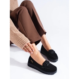 Goodin Mocasini negri din piele intoarsa cu talpa groasa negru 1