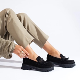 Mocasini de dama de piele intoarsa neagra Shelovet negru 2