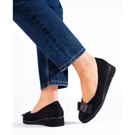 Pompe cu pană joasă Shelovet din piele intoarsa neagra negru 1