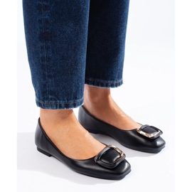 Balerini eleganti negri cu vârful pătrat de la Shelovet negru 1