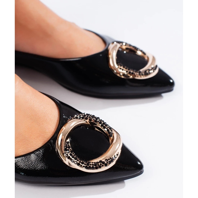 Balerini de dama Shelovet din piele lacuita negru 1