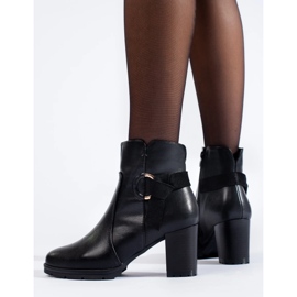 Botine Shelovet negre confortabile cu toc înalt negru 1