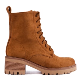 Botine de dama maro cu siret Shelovet 2