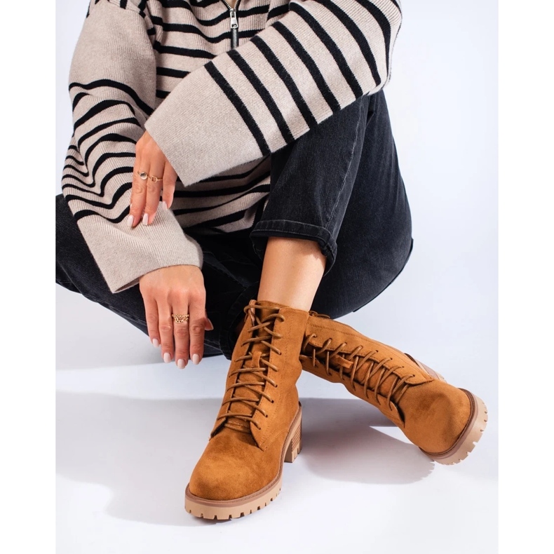 Botine de dama maro cu siret Shelovet 1