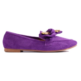 Mocasini de dama din piele intoarsa mov violet 2