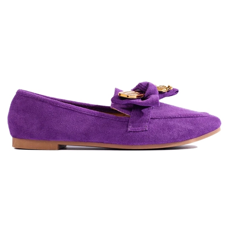 Mocasini de dama din piele intoarsa mov violet 2