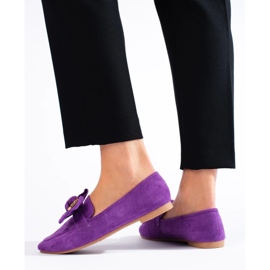 Mocasini de dama din piele intoarsa mov violet 1