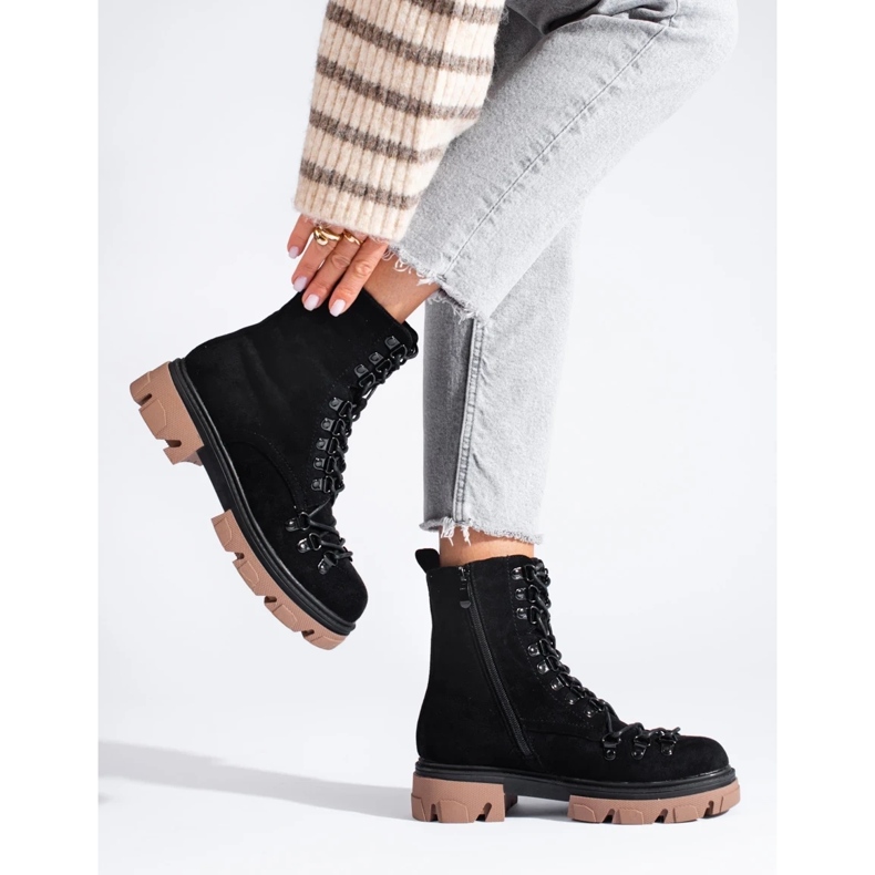 Cizme de muncitori din piele intoarsa, negre, Vinceza negru 2