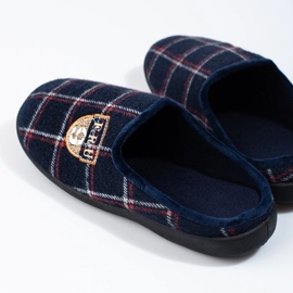 Papuci bărbați Shelovet cu carouri bleumarin albastru 1