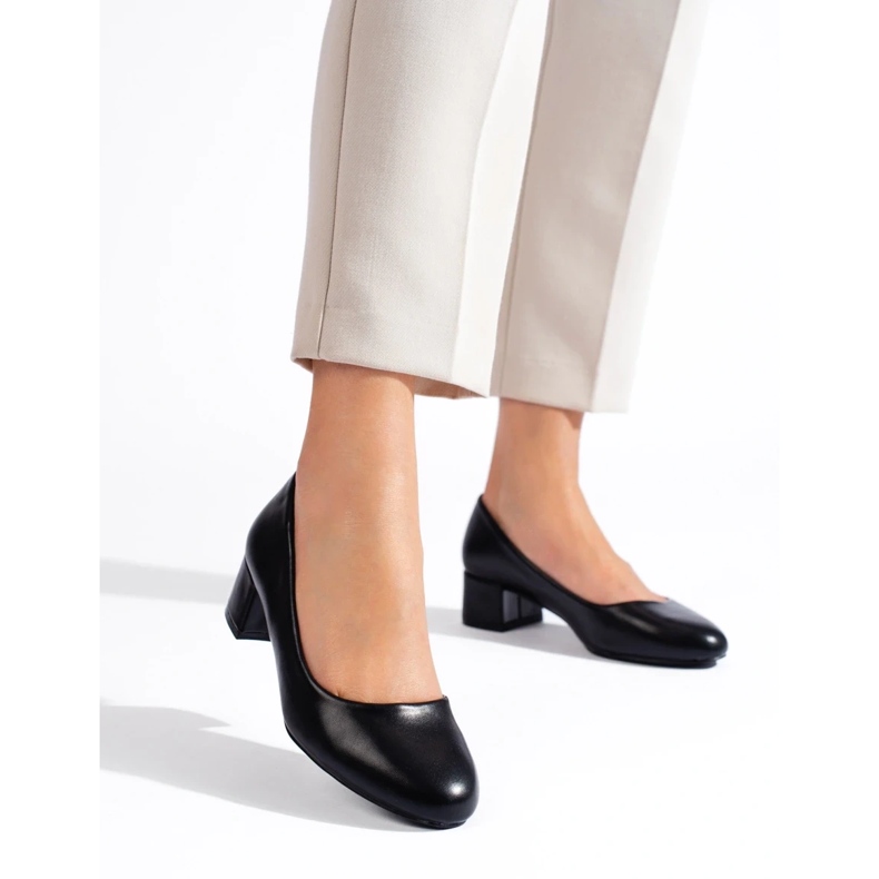 Pompe negre de damă cu toc joasă negru 1