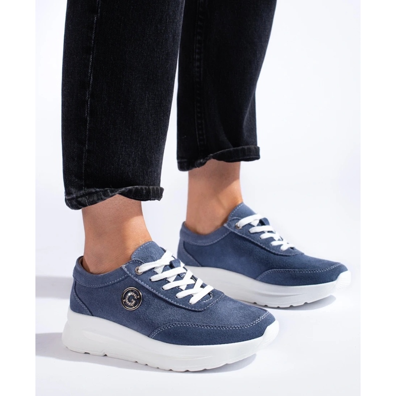 Pantofi sport din piele albastra albastru 2