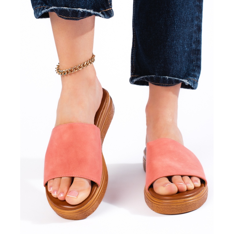 Papuci de damă din piele intoarsa verde 2