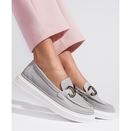 Goodin Mocasini de dama ajurati gri 2