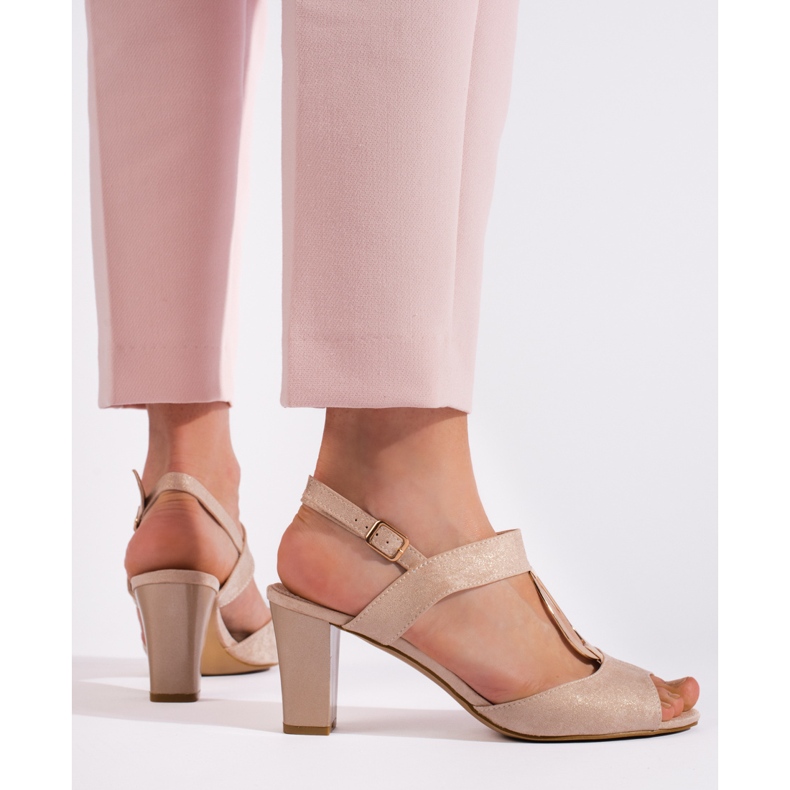 Goodin Sandale de damă aurii cu toc înalt de aur 2