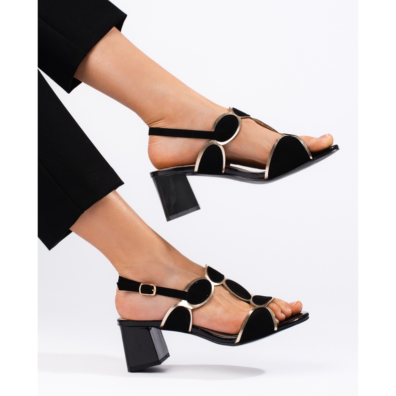 Goodin Sandale de dama negre cu catarama negru 2