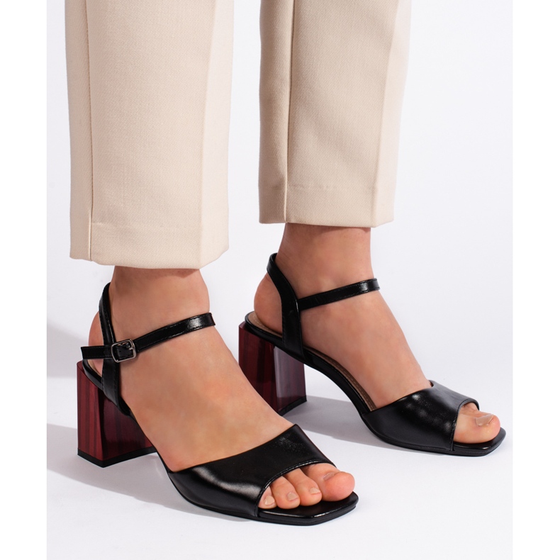 Goodin Sandale de dama elegante negre cu toc inalt negru 2