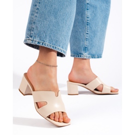 Flip-flops de damă bej cu toc înalt 2