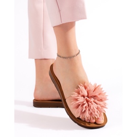 Flip-flops de dama roz cu o floare 2