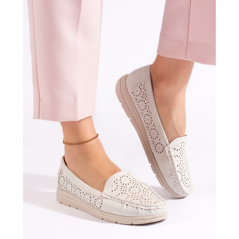 Mocasini albi ajurati de dama 2