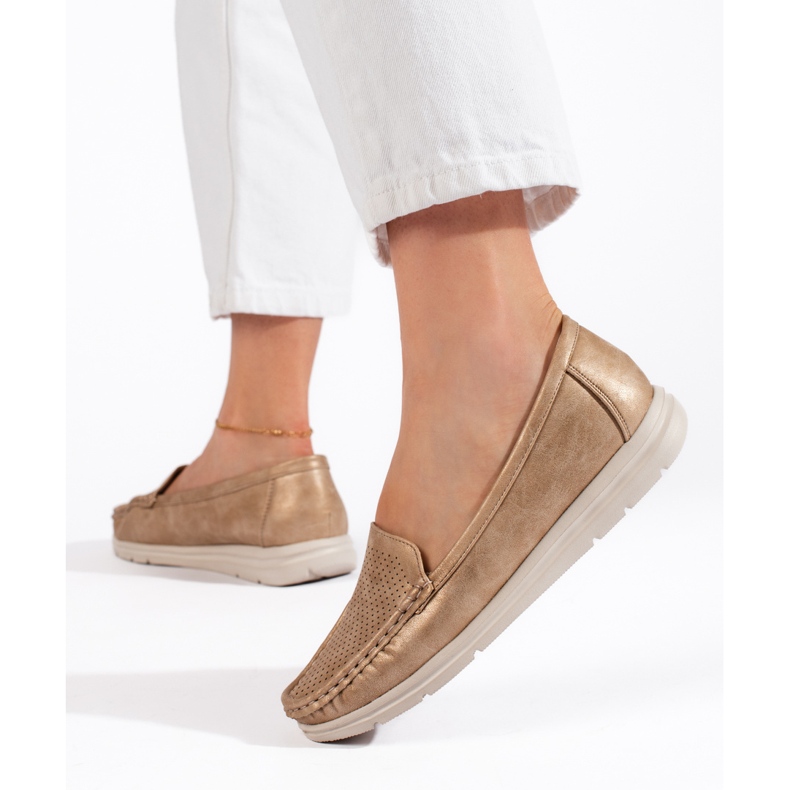 Mocasini de dama aurii de aur 2
