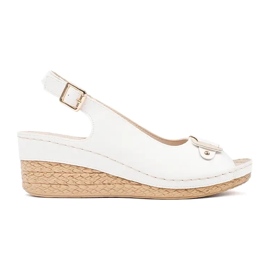 Sandale albe cu pană joasă espadrile 2