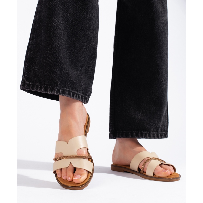 Flip-flops de damă eleganți bej 2