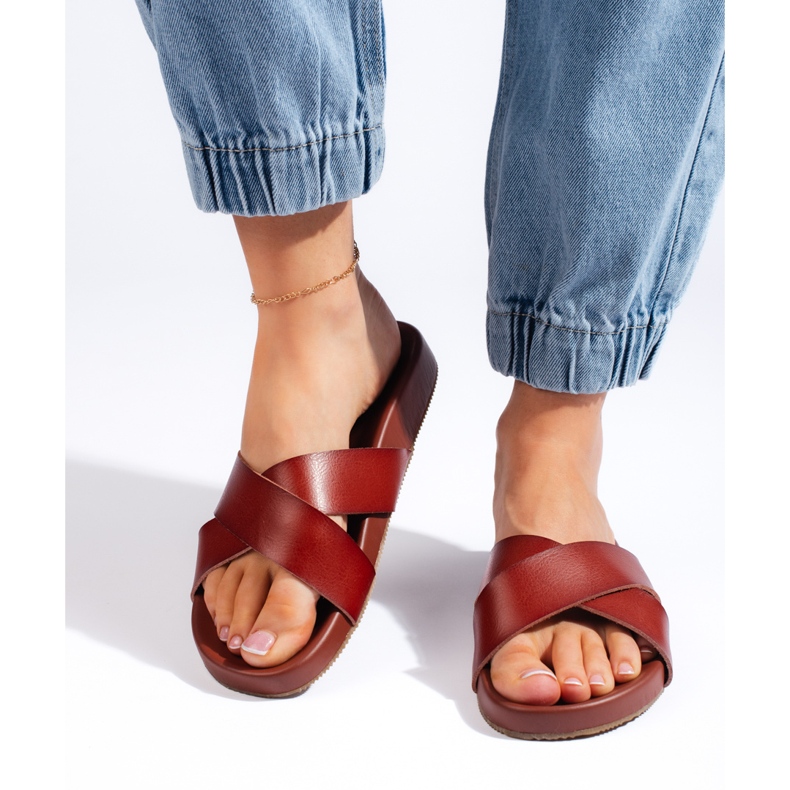 Șlapi maro pentru damă de Sergio Leone 2