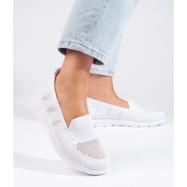 Slip-on alb pentru femei din material textil 2