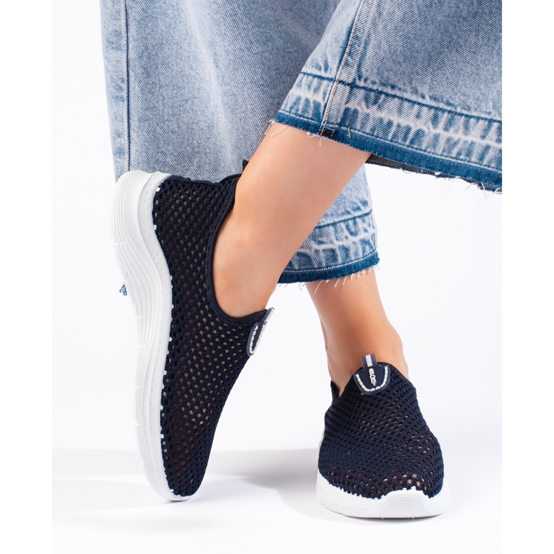 Pantofi sport slip-on ajurat bleumarin albastru 2