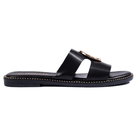 Flip-flops clasici de damă de culoare neagră negru 1
