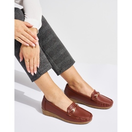 Mocasini de dama maro cu decor 1
