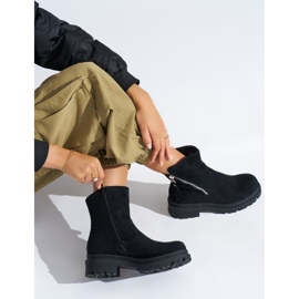 Botine de dama negre cu fermoar decorativ negru 2