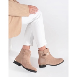 Botine de dama bej cu elemente aurii 2