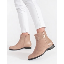 Botine de dama bej cu elemente aurii 3