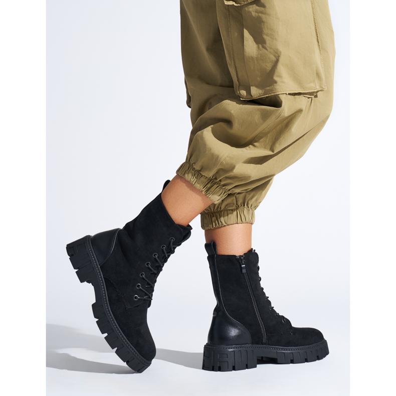 Lucrători cu șireturi pentru femei de culoare negru 1