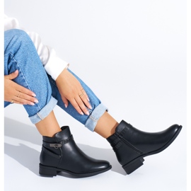Botine negre de damă cu toc joasă negru 1