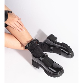 Mocasini negri patentati cu talpa groasa negru 2