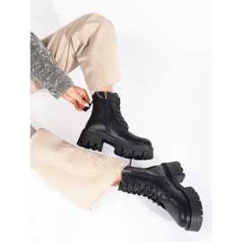 Cizme negre din piele cu talpa groasa negru 1