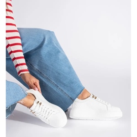 Tenisi albi cu platforma din piele 1