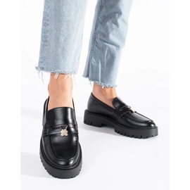 Seastar Mocasini de dama negre pe platforma negru 1