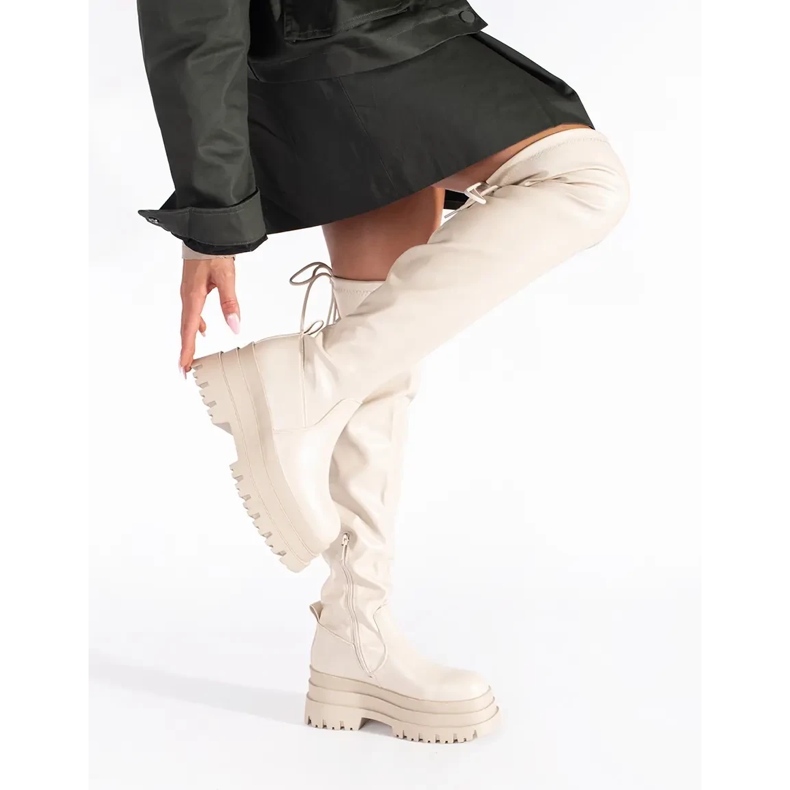 Muşchetari cu platformă crem bej 2