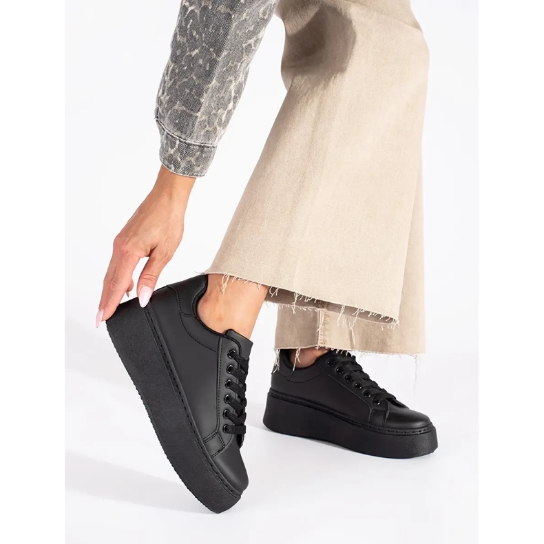 Adidași negri pe platformă negru 2