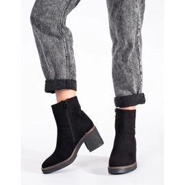 Cizme negre din piele intoarsa pe post negru 2