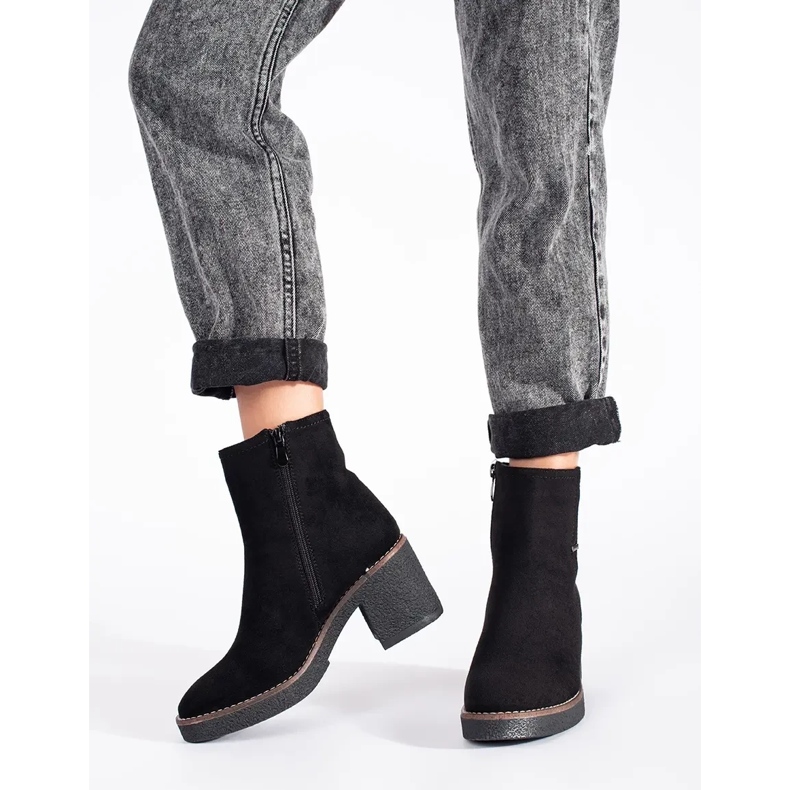 Cizme negre din piele intoarsa pe post negru 2