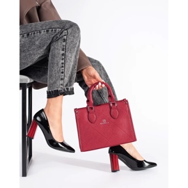 Pompe cu toc înalt, lacuite, elegante negru 2