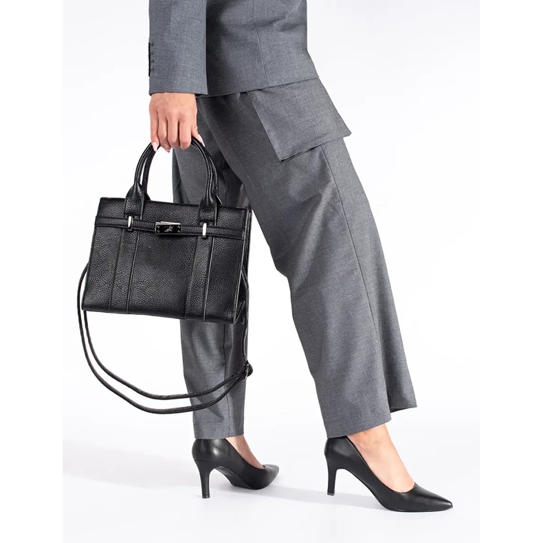 Pompe clasice, elegante, negre cu toc negru 1