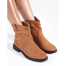 Cizme de cowboy de damă din piele intoarsa maro 2