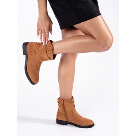 Cizme de cowboy de damă din piele intoarsa maro 1