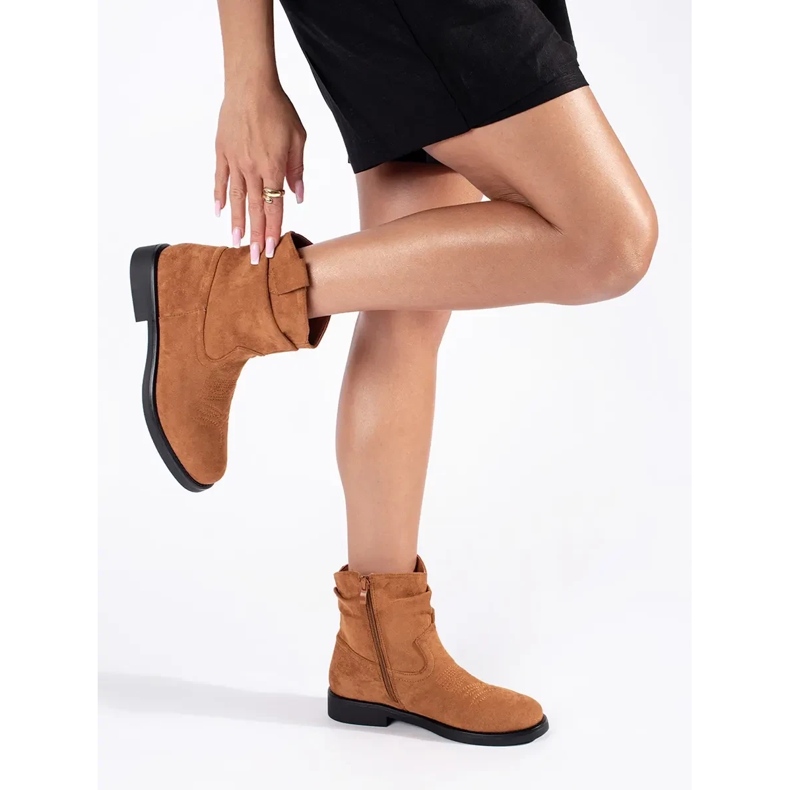 Cizme de cowboy de damă din piele intoarsa maro 1